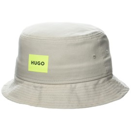 HUGO Men's Square Logo Bucket Hat, Oat Cream, Large-X-Large