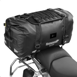 Rhinowalk Motorcycle Tail Bag, Waterproof Duffle Dry Bag, Motorcycle Travel Luggage with Large Storage Space for Camping, Boating, Bycycle, 60L - Black