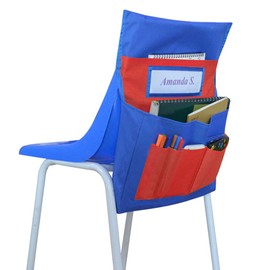 Eamay Chairback Buddy Pockets Chart, Kids School Supplies Seat Sacks, Seat Storage Organizer for Classroom Chairs (Blue and Red)