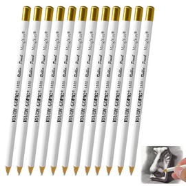 12Pcs White Charcoal Pencil Highlight Sketch Painting Pen Professional Drawing Sketch Pencils,Fine Point White Pencils for Artist Drawing, Sketching, Blending (White 12pcs)