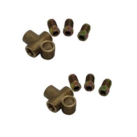 SHLPDFM 2pcs 3 Way T Shaped Brake Tee with 3 Outer Nuts Short Connector M10 3/16" Pipe 10mm