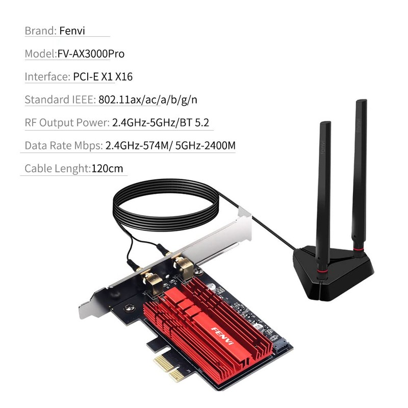 WiFi 6E AX210 (AXE5400) PCIe WiFi Card for Gaming PC