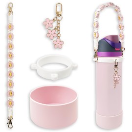 Silicone Boot Set for Owala Water Bottle 40 oz - Includes Water Bottle Handle Strap - Perfect Owala Accessories, Fits Owala Tumbler, Owala Free Sip, for Pink owala (Pink)