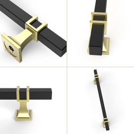Coinkoly 10 Pack 7 Inch(177mm) Black and Gold Cabinet Pulls Kitchen Cabinet Handles Matte Black and Gold Drawer Hardware for Cabinets