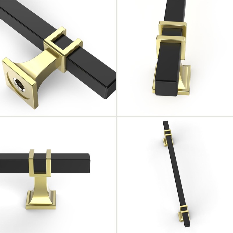 Coinkoly 10 Pack 7 Inch(177mm) Black and Gold Cabinet Pulls