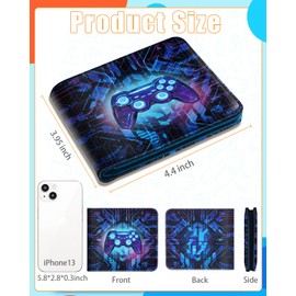 Bistup Cute Leather Wallet for Boys - Cool Credit Card Cash Id Holder Rfid Blocking Bifold Small Wallets With Coin Pocket Slim for Teens Little Boy Youth Funny Video Game Unique Design