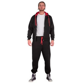 Love My Fashions Love My Fashions? Men's Tracksuit Full Sleeve Contrast Fleece Top & Bottom Cord Set Zipper Hood Jogging Suit Set Plus Sizes