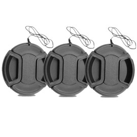 55mm Lens Cap, CAM-ULATA 3-Pack Universal Plastic Snap on Center Pinch Lens Caps Set with Microfiber Lens Cleaning Cloth for Canon Nikon Sony Olympus DSLR Camera
