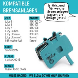 Miles Racing ® Disc Brake Pads Semi Metallic for Avid Juicy 3 5 7 | Carbon | Ultimate 7 | BB7