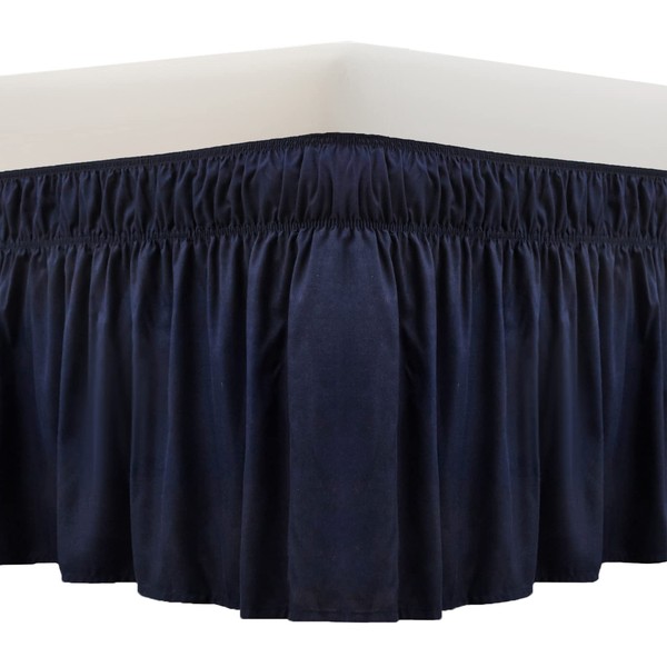 MEILA Wrap Around Bed Skirt Three Fabric Sides Elastic Dust