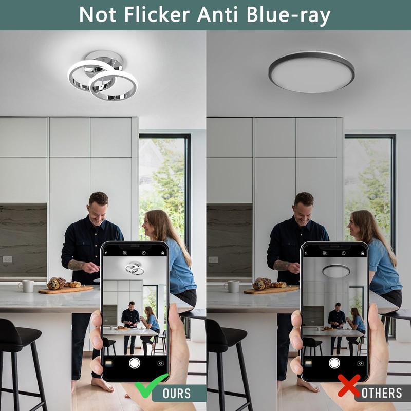 EIDISUNY LED Ceiling Light Modern Ceiling Lamp Silver Round Simple