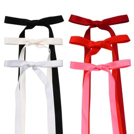 SOFPLATE 1 Box 12Pcs 6 Colors Small Bow Alligator Hair Clips Coquette Hair Barrettes Colorful Polyester Long Tail Headwear Styling Tools Tassel Ribbon Bowknot Hairclip for Party Wedding Daily Women