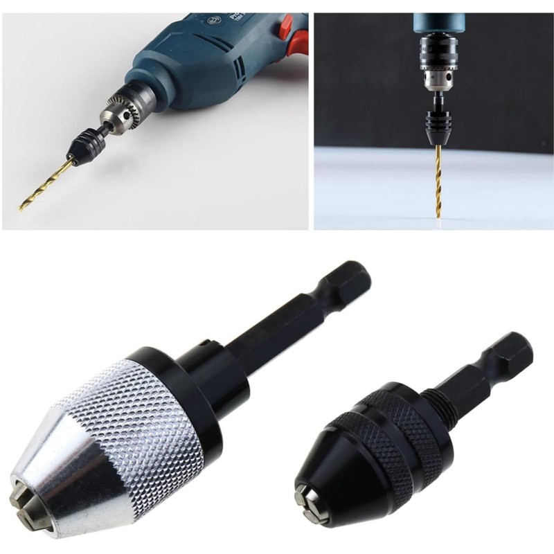 2 Pieces Keyless Drill Chuck - 1/4 Inch Hex Shank