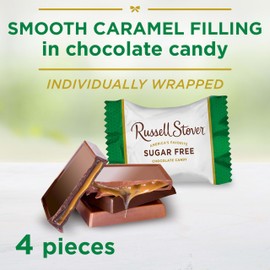 RUSSELL STOVER Sugar Free Caramel Chocolate Candy Tiles, 2.25 oz. bag (Pack of 10)