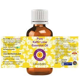 Deve Herbes Pure Kaffir Lime Essential Oil (Citrus hystrix) Steam Distilled 10ml