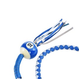 GARGOYLE BELLS Genuine Leather Motorcycle Whips 36" Get Back Whip with Fringes and Ball, Heavy Duty Biker Whips Handlebar Accessories for Motorbike(Silver&Blue, 36")