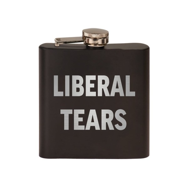 Funny Liberal Tears Stainless Steel Hip Flask Premium Matte Black Makes a Great Gift For Him Dad Father Conservative or Republican