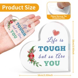 Inspirational Gift for Bestie Thank You Gift for Friend Acrylic Heart-Shaped Keepsake Motivational Gift for Sister Brother Positive Gifts for Women Acrylic Heart Plaque Graduation Gift for Her Him