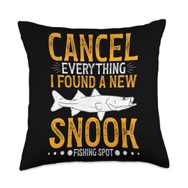 Snook Fishing Rod and Reel Combo Fisher Clothes Fisherman Gear Snook Fishing Net Throw Pillow, 18x18, Multicolor
