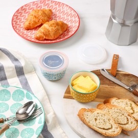 Selamica Ramekins with Lids 4 oz Oven Safe, Creme Brulee Ramekins Souffle Dishes with Covers, Stackable Ceramic Mini Ramekin Bowls Set for Dipping, Custard, Pudding, Baking, Set of 6, Assorted Colors