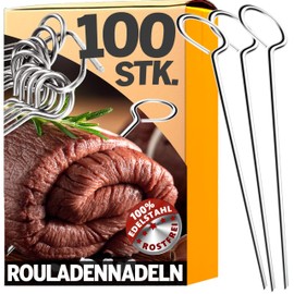 4smile Pack of 100 roulade needles, stainless steel, 10 cm, handy roulade skewers with sharp tips as a functional replacement for roulade clips
