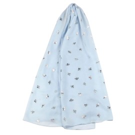 GFM® Bees Print Scarf - Sky Blue Silver Bees - (FS-794A-D-SL-BE-SKNL)