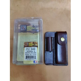 Triple K Maglite Minimag Light & Knife Holder WALNUT OIL PLAIN Leather US Made