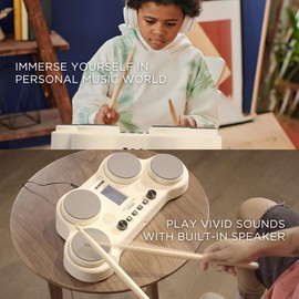 HXW PD405 Tabletop Electronic Drum Set Starter Percussion Pad, With 163 Sounds, Coach & Game Features, Gift for Kids Adults