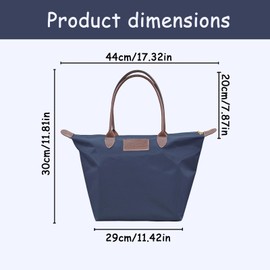 AYNKH Nylon Tote Bag for Women, with Zipper and Compartment, Stylish Waterproof Tote Bag, Casual Canvas Shoulder Bag, with Top Handle, for School Work Travel Gym Shopping Picnic Beach (Dark Blue)