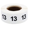 White Number 13 Stickers 0.75 Inch 19 mm Round 500