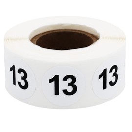 White Number 13 Stickers 0.75 Inch 19 mm Round 500 Count