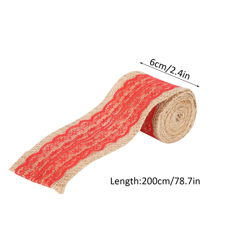 5Pcs Burlap Ribbon Lace Linen Roll Jute Belt DIY Hand