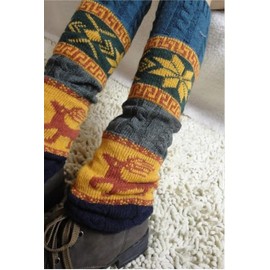 YAQUEKOU 1 Pair of Christmas Leg Warmers Leg Warmers Knitted Winter Leg Long Knitted Socks Crochet Knitting Knee Socks Knitted Socks Winter Socks for Women Girls, blue