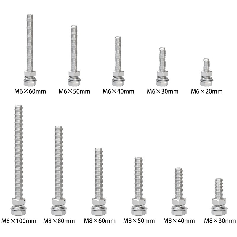 10 Sets of Stainless Steel Nuts & Bolts – Hex