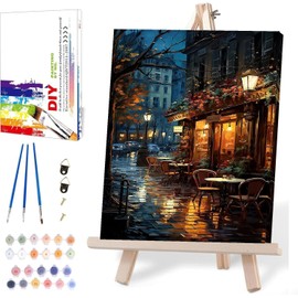 Paint by Numbers for Adults with Framed Canvas,Paint by Numbers Kits with Wooden Easel Drawing Paintwork ,DIY Acrylic Oil Painting Kits with Brushes Nice Gift Box for Home Wall Decor(12x16 Inch)