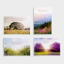 DaySpring - Care & Concern - Trying Times - 4 Design Assortment with Scripture - 12 Boxed Sympathy Cards and Envelopes (J1034)