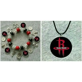 Houston Rockets necklace and bracelet set