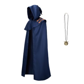 Regenboog Adult Elven Cloak with Hood,Renaissance Hooded Cloak for Men,Medieval Elven Cape Men Women,Adults Renaissance Costume,Blue,M, Blue, 51inch/130cm