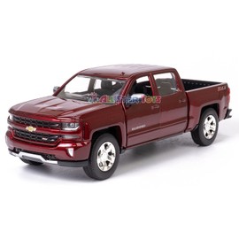 2017 Chevy Silverado 1500 LT Z71 Crew Cab Pickup Truck Burgundy Red 1/24 Diecast Model by Motormax 79348