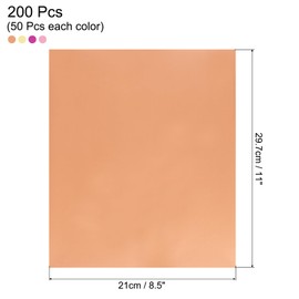 sourcing map 200 Pack Toner Reactive Foil,Deco Foil Transfer Sheets 8.5"x11" A4 Hot Foil Paper for Laser Printer Scrapbooking Heat Transfer DIY Craft,Pink/Gold/Bronze/Rose Red