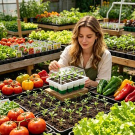 Genérico Bandeja de Semillero 12 Celdas con Cúpulas Ventiladas Reutilizables de Humedad Ajustable bandejas de germinación para Interior,para jardín, Patio, balcón, césped y