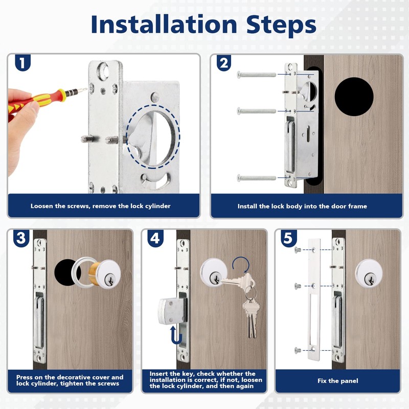 MaxxGeek Commercial Door Lock with Deadbolt and Solid Brass Mortise