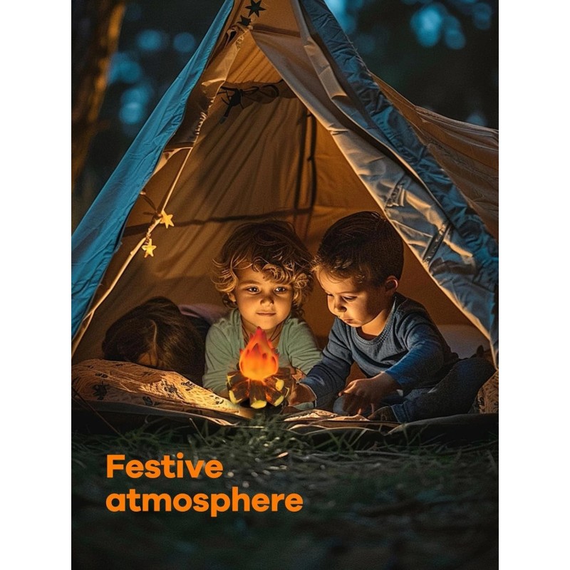 Fake Campfire Night Light, 3D LED Fire Pit Firewood Lamp,