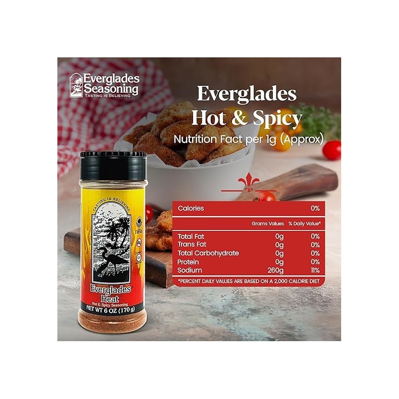 Everglades Heat Seasoning Spicy Blend for Chicken Wings, Chili, Fish