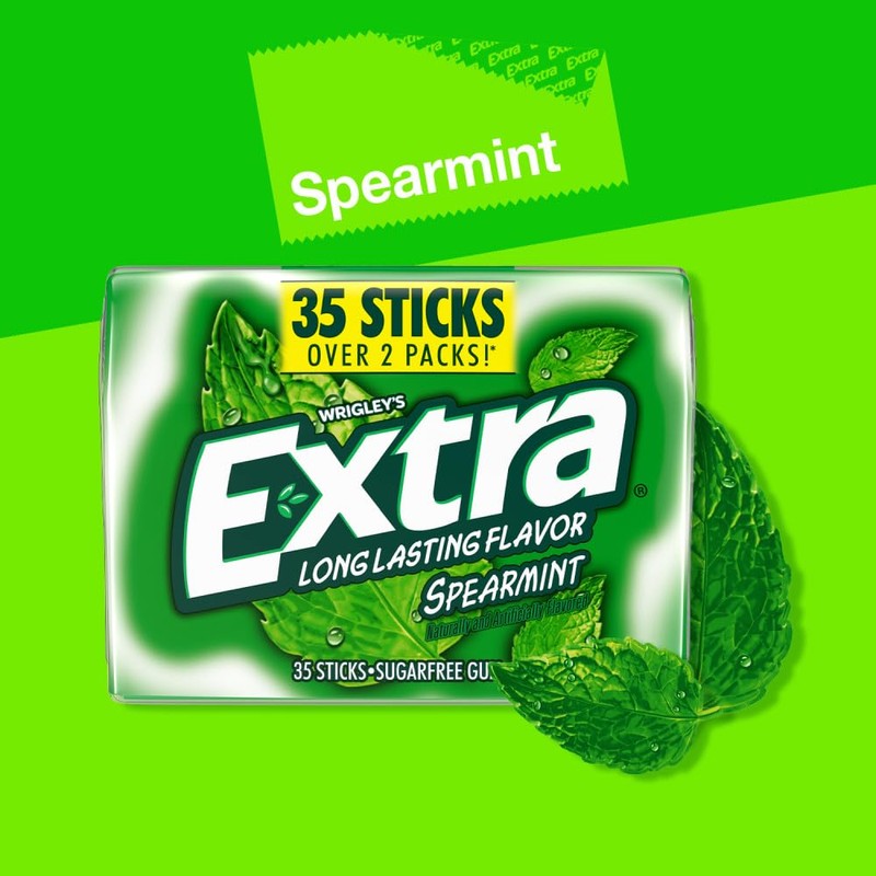 EXTRA Gum Spearmint Sugar Free Chewing Gum Pack, 35 Ct