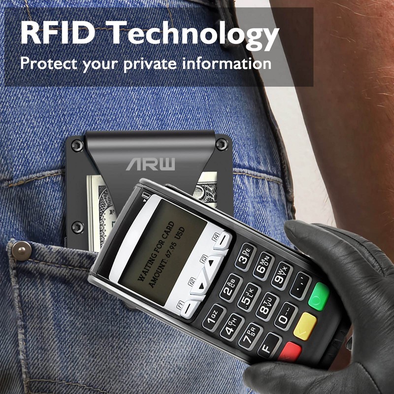 Minimalist Wallet for Men, ARW Metal Money Clip Wallet, RFID