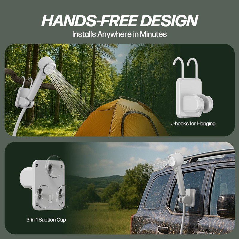 IGRL Portable Shower for Camping, Powerful 10L/Min Water Flow, Rechargeable