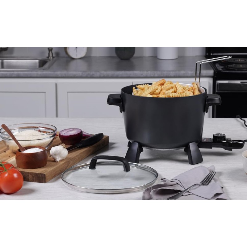 Presto 8-Quart Big Kettle, Steamer and Deep Fryer Multi-Cooker, Black