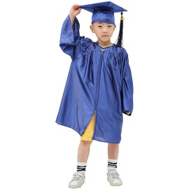 GraduationMall Shiny Kindergarten & Preschool Graduation Gown Cap Set with 2023 Tassel Royal Blue 27(3'6"-3'8")