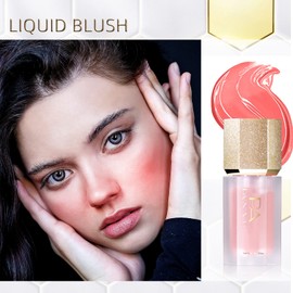 DAGEDA Liquid Blush,Soft Cream Blush Makeup,Liquid Face Blusher Pearl with Cushion Applicator, Silky Blush Stick Long-lasting Creamy for Blush Makeup(Soft Peach)